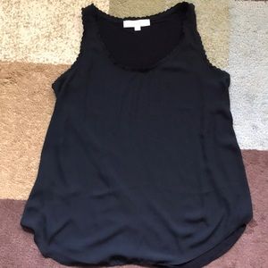 Black Loft racerback tank with scalloped neck